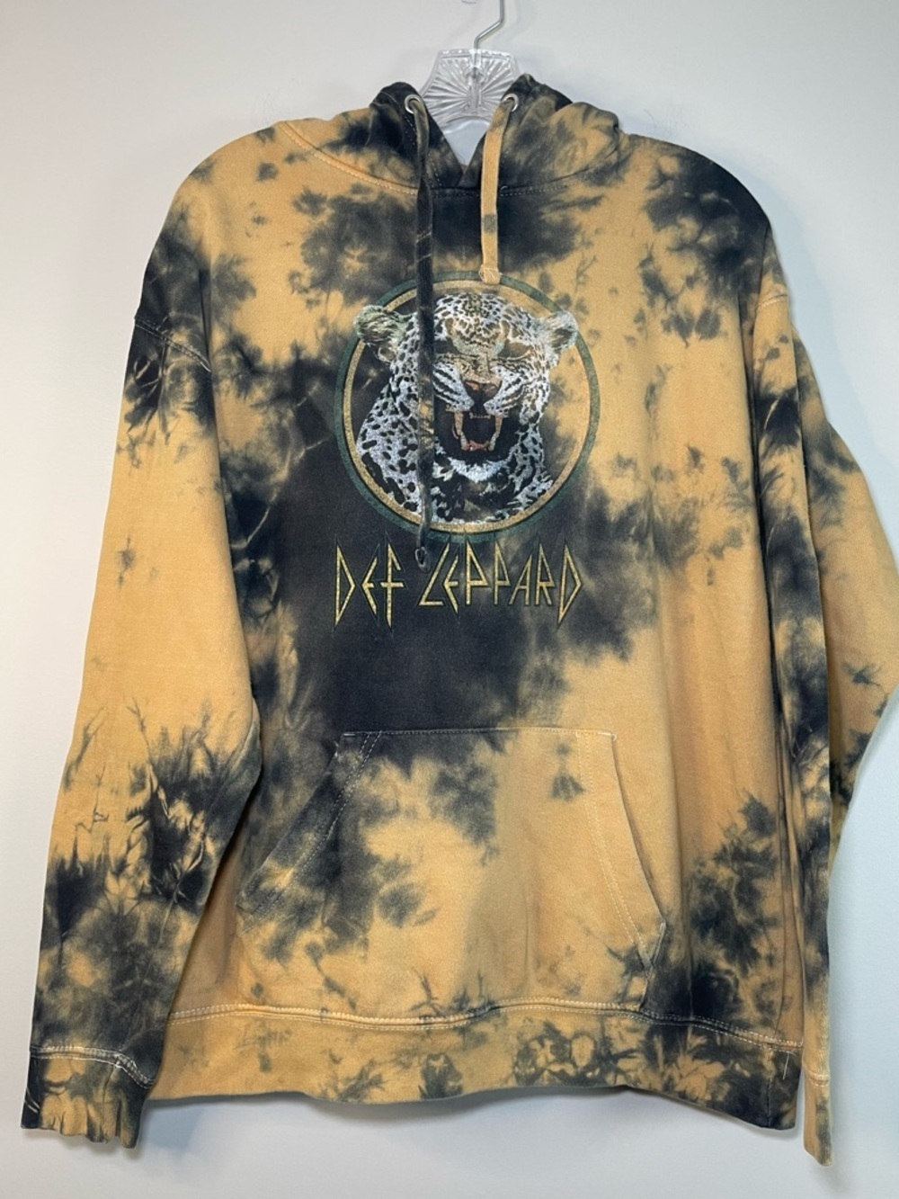 Men's Yellow & Black Tie-Dye Pullover Hoodie